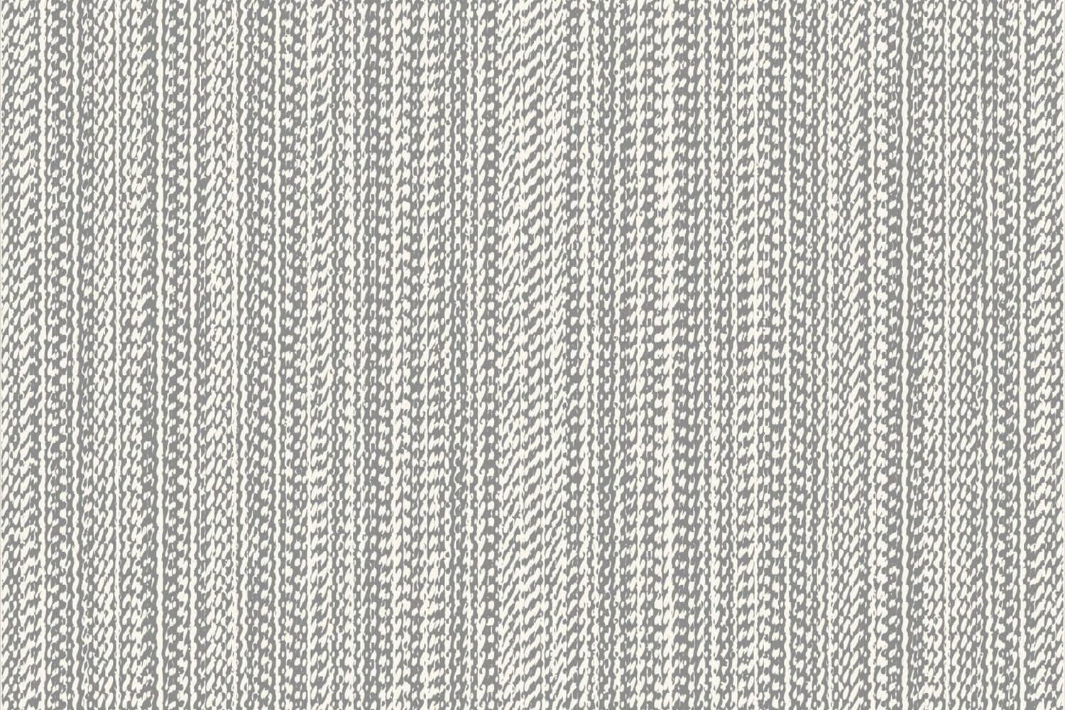 Gray and white wallpaper with a knitted pattern featuring vertical rows of textured stitches; cozy, repetitive design and neutral color palette.