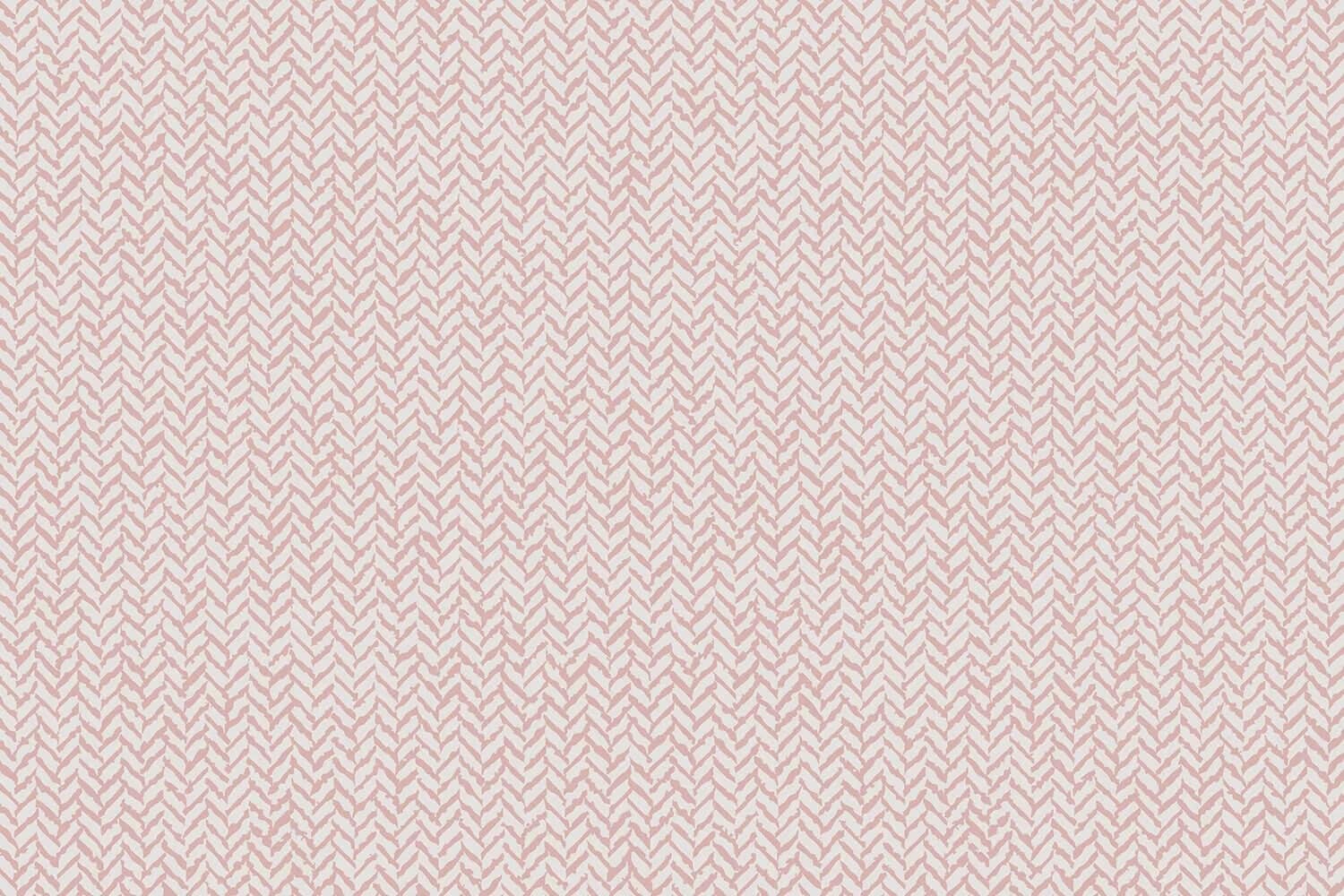 Wallpaper features a light pink zigzag chevron pattern on white. Closely spaced, evenly distributed lines give a textured and repetitive appearance. Pink and white are the main colors in this wallpaper design.