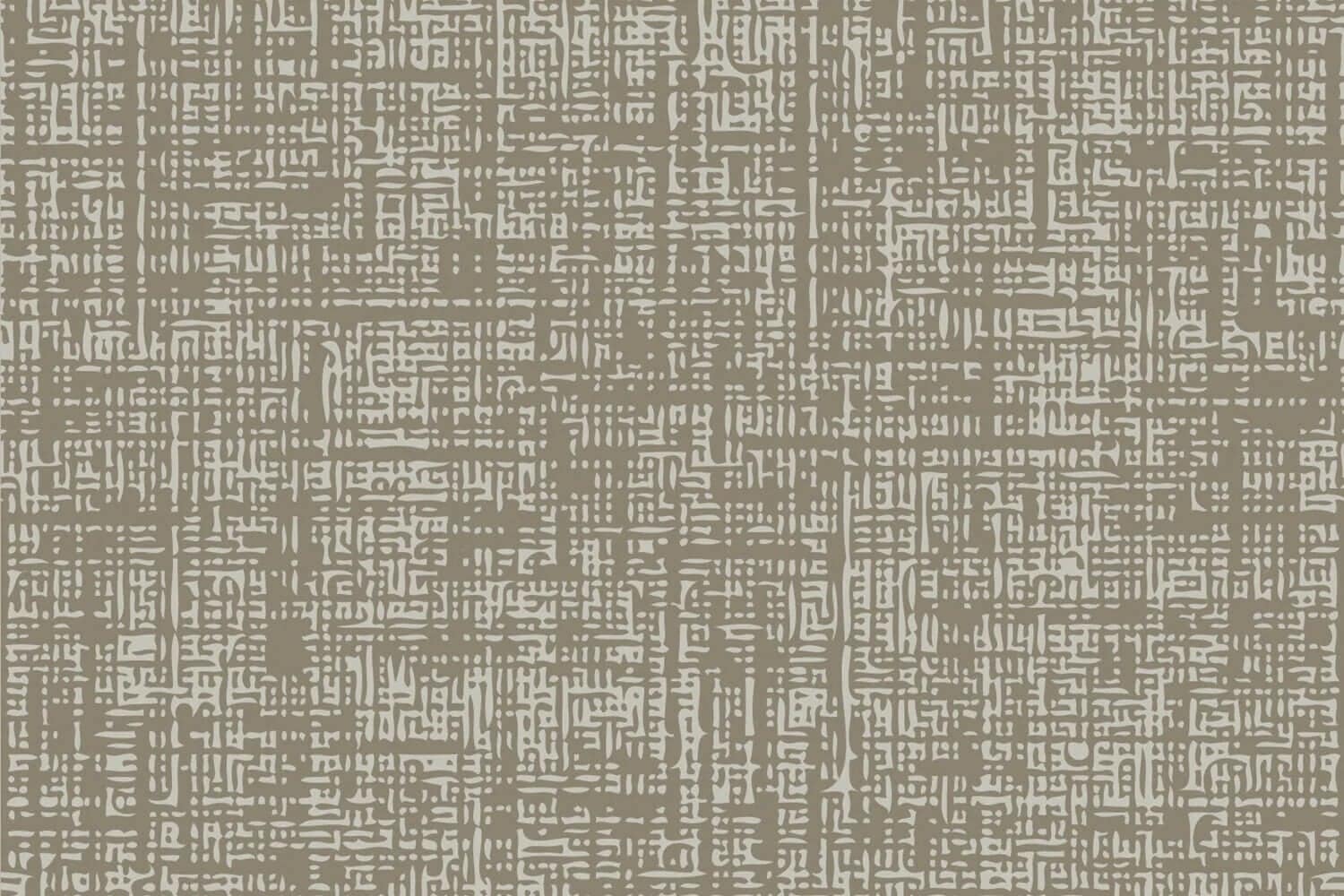 Wallpaper with overlapping beige horizontal and vertical lines on an off-white background, creating a woven, textured look. Features irregular lines and neutral tones.