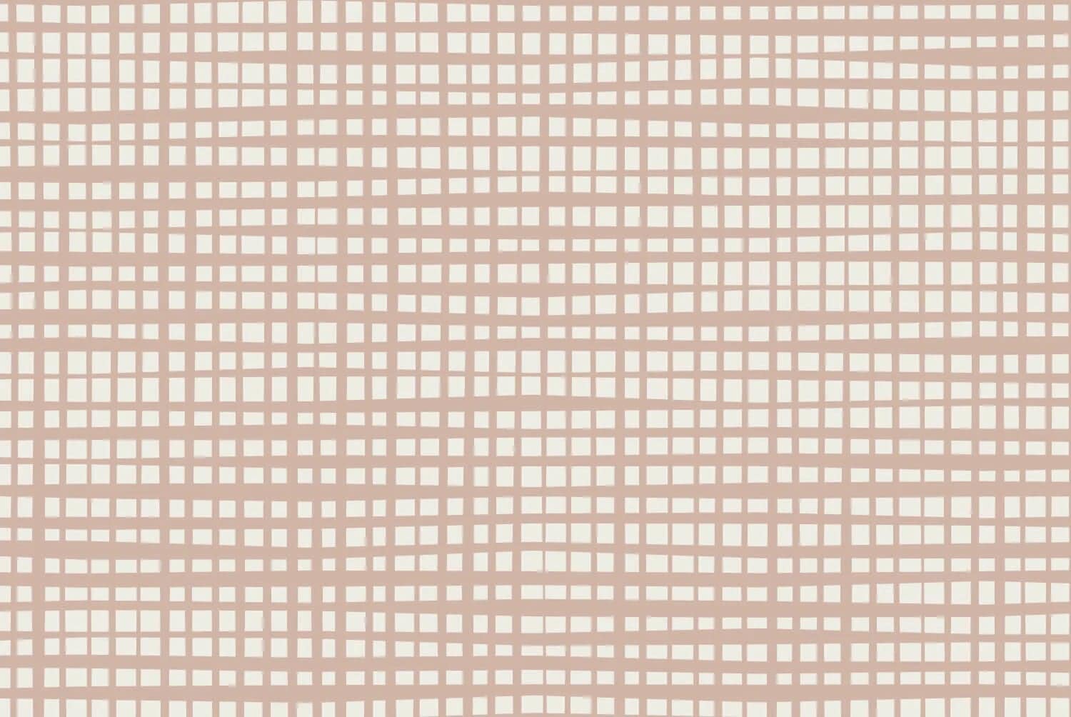 Beige wallpaper with irregular wavy grid lines in horizontal and vertical directions on a white background, abstract and hand-drawn style.