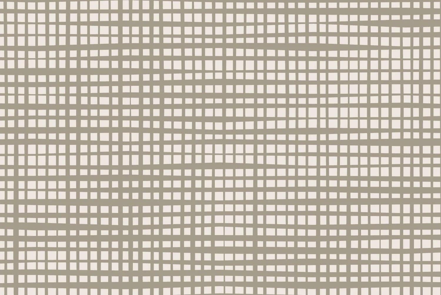 Abstract wallpaper featuring beige wavy, uneven grid lines over a light background, forming a distorted checkered pattern. Elements: grid, wavy lines, checkered effect. Colors: beige and light tones.