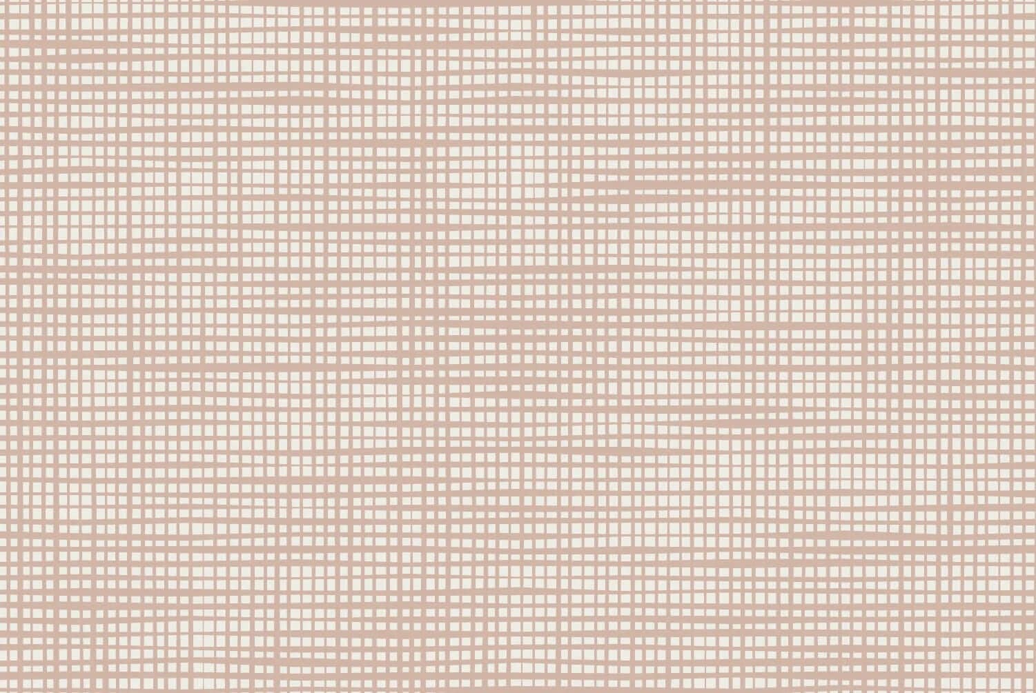 Wallpaper features a grid of thin light brown lines on a white background, forming small square patterns that give a woven or textured look. Colors: light brown, white. Elements: grid, squares, lines.