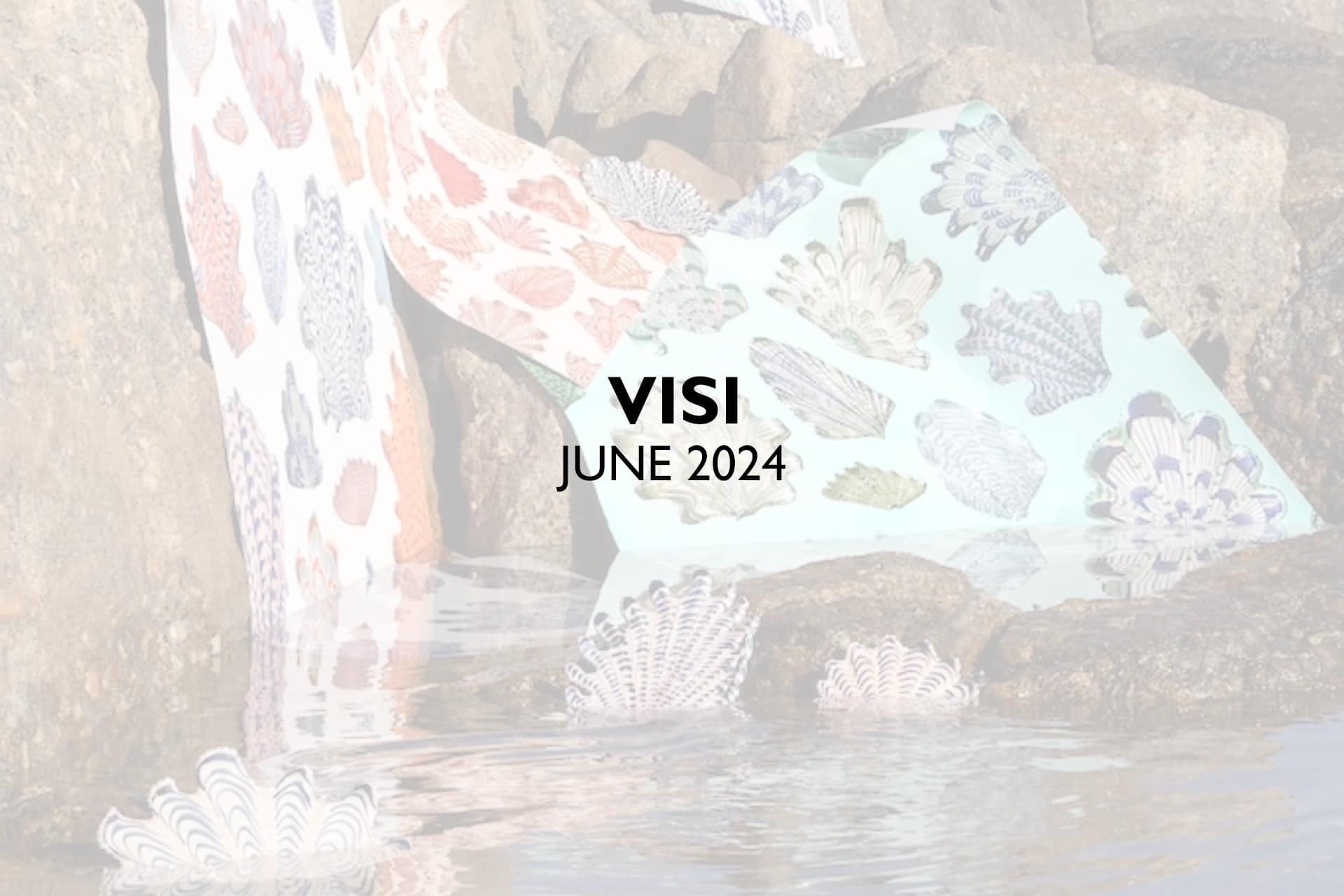 Wallpaper features vibrant, colorful patterns with shell and sea life designs—starfish, seashells, coral—in bold shades of turquoise, coral pink, sunny yellow, soft blue, and white. Beach-inspired motifs are prominent throughout.