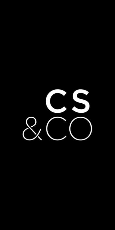 Black background wallpaper featuring "CS & CO" in white text:
- Large "CS" at the top
- Ampersand symbol (&) in the center
- "CO" at the bottom 
- Clean, modern font