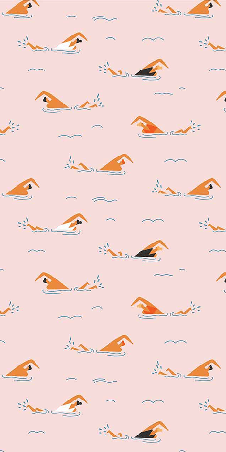 **Patterned Image Description**

- **Background Color**: Pale Pink
- **Elements**:
  - Stylized Swimmers in various poses (freestyle, backstroke, breaststroke)
  - Minimalistic Water Ripples
  - Small Splashes around swimmers

- **Colors**:
  - Swimmers: Varying skin tones
  - Swimwear: Bright, contrasting colors like red, blue, green
  - Water Ripples and Splashes: Light blue and white

This description highlights essential elements and colors to aid in search functionality.