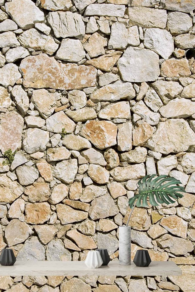 Wallpaper Description: Large, irregularly shaped stones in natural shades of gray and beige.