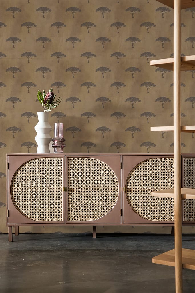 Beige wall with a subtle tree pattern