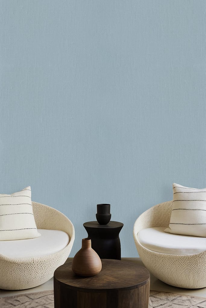 Light blue wallpaper, sky-inspired, serene ambiance.