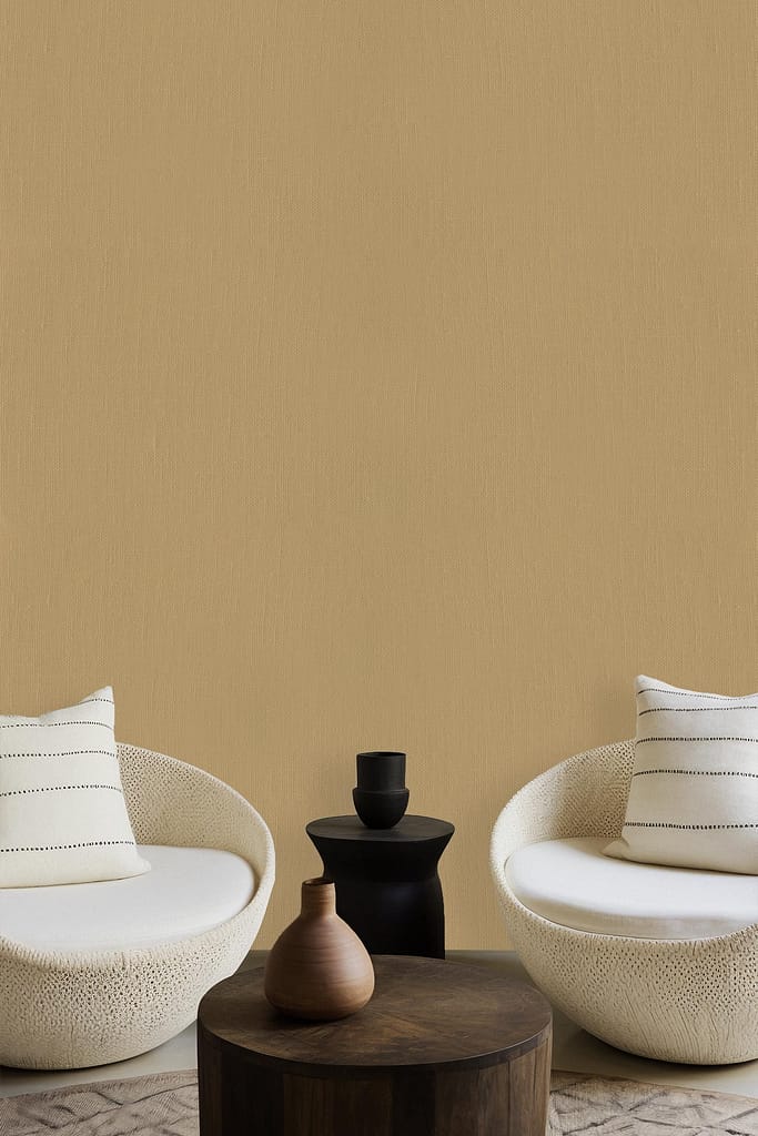 The wallpaper features a neutral, beige background with subtle hues of Downing and straw accents.