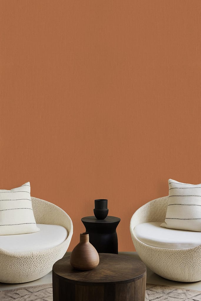 The wallpaper features an earthy brown hue, creating a warm and cozy backdrop.