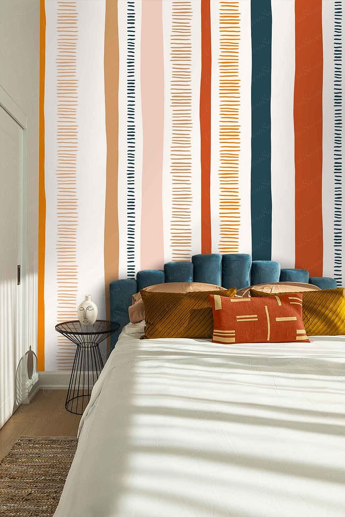 Vertical stripes, Amalfi Coast sunsets, shades of orange, pink, and purple.