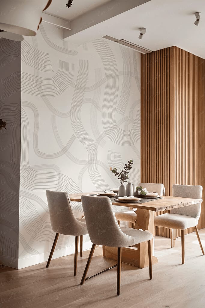 Abstract wave pattern wallpaper with subtle hints of pink.