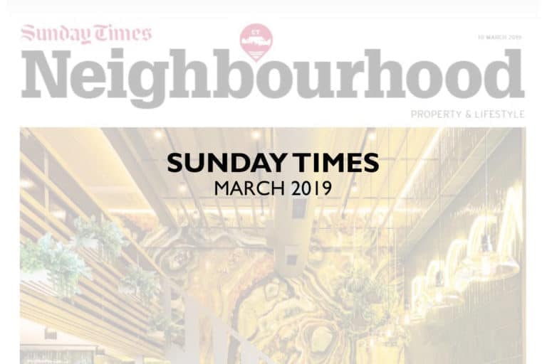 Cover: About Sunday Times Neighbourhood Issue – March 2019

Title: SUNDAY TIMES
Date: MARCH 2019

Featured Wallpaper Elements:
- Intricate geometric patterns
- Vibrant hues of teal, gold, and white 
- Seamlessly blends into a modern interior design setting
- Elegant mural wall setup 
- Ambient lighting elegantly highlights the texture and colors 

Spotlight on Design:
Modern meets chic with captivating geometrical forms and striking color contrasts in teal, gold, and white. The mural's sophisticated vibrancy makes a stunning focal point in contemporary spaces.