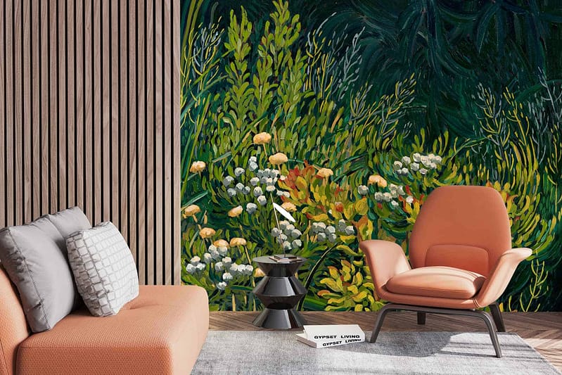 The wallpaper features vibrant green foliage and white flowers, reminiscent of lush Fynbos.