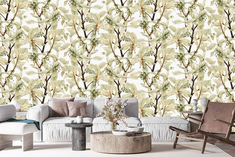 Transform your space with our bold, leafy green and white wallpaper featuring a stunning botanical pattern. This modern design highlights lush greens and crisp whites, creating an eye-catching backdrop for any room. Embrace nature-inspired elegance with striking leaf motifs in vibrant green hues contrasted against a clean white background. Perfect for adding depth and character to your living area!