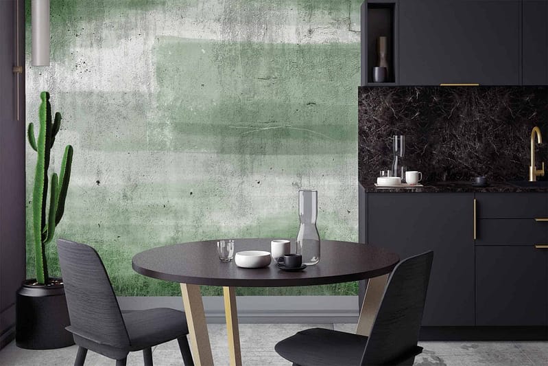 Envy-green textured wall.