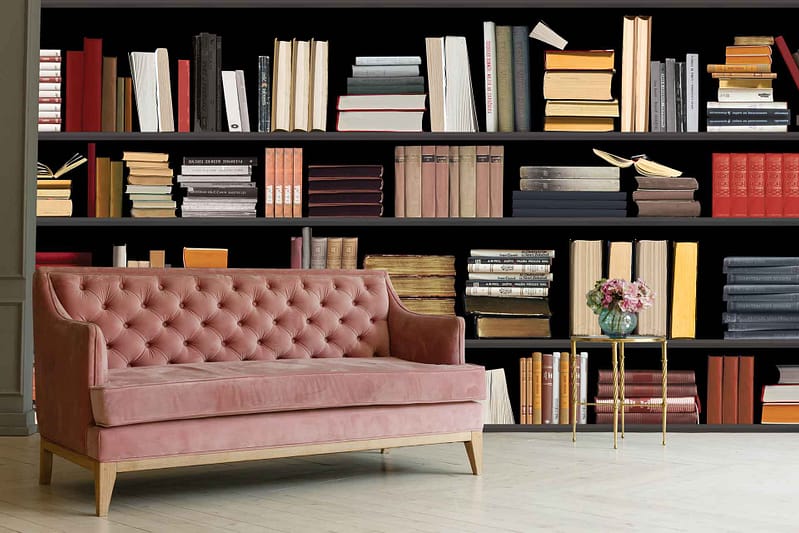 The wallpaper features delicate floral patterns in soft pastel hues, with hints of pink, lavender, and mint green.