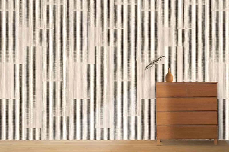 Geometric linear pattern, light neutral tones, wallpaper.