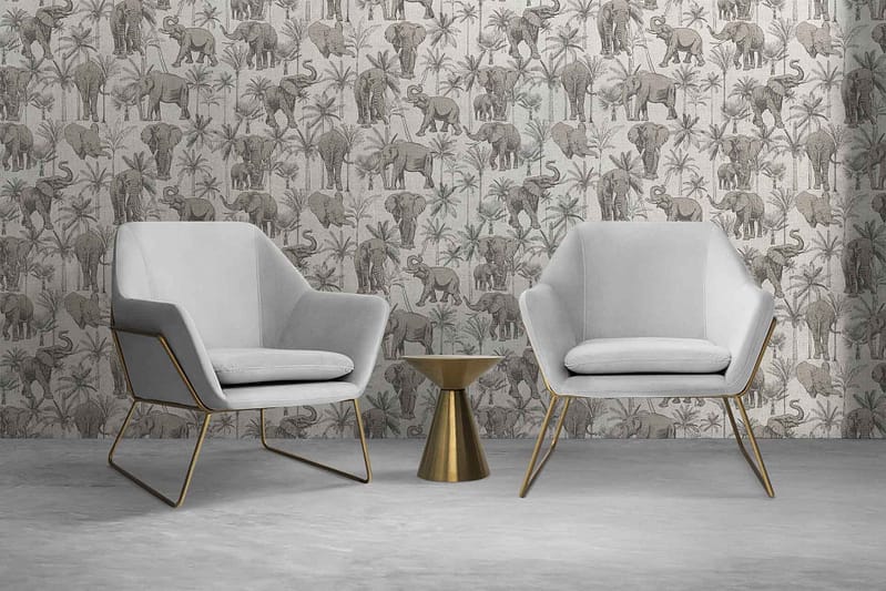 The wallpaper features illustrations of various animals, such as elephants, against a backdrop of trees. The color palette is subdued, evoking the serenity of early March.