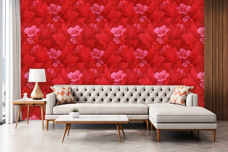 The wallpaper features vibrant red floral patterns, evoking elegance akin to noble bloodlines.