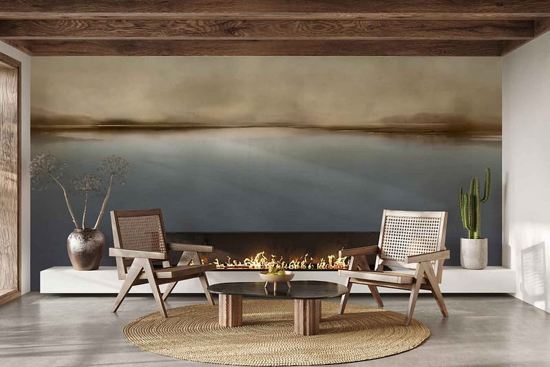 Serene Painted Horizon mural featuring soft gradient tones of blues and grays with subtle hints of warm, calming neutrals.