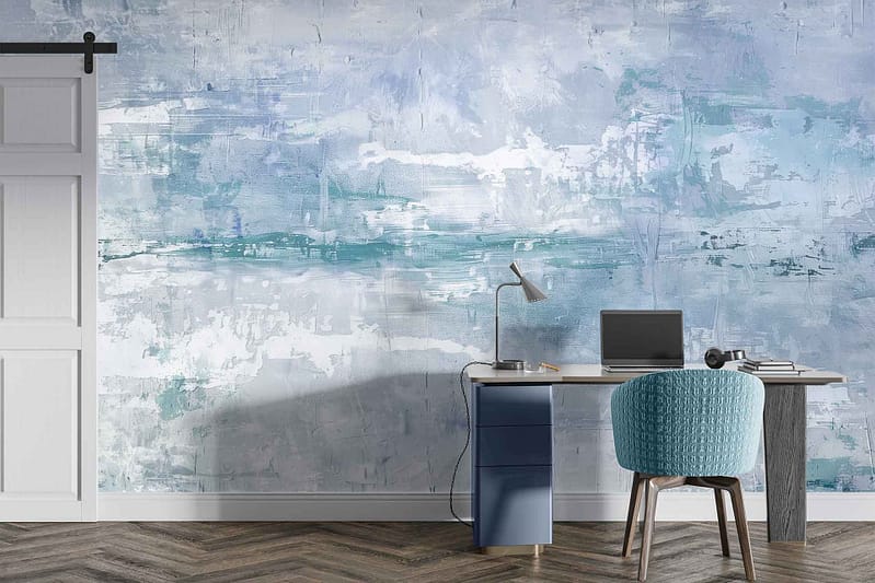 Blue-and-white abstract wallpaper, textured design, Skyfall-inspired scenes