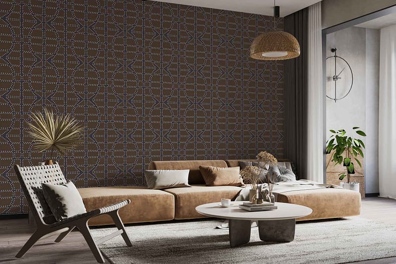 Tortoise shell-patterned wallpaper features mottled swirls of rich amber, golden-brown, caramel, dark chocolate, and honey tones. The organic pattern blends irregular patches with soft-edged spots and translucent layers for a luxurious, nature-inspired backdrop.