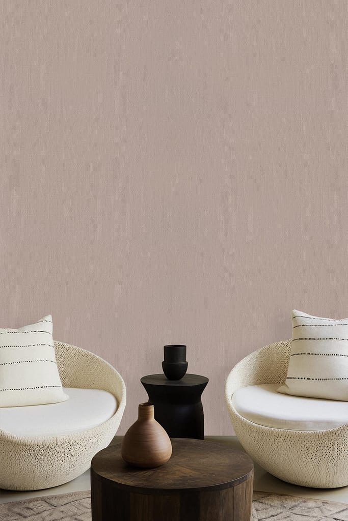The wallpaper features a subtle, neutral-colored design with soft beige and light grey hues, creating a calm and understated backdrop.